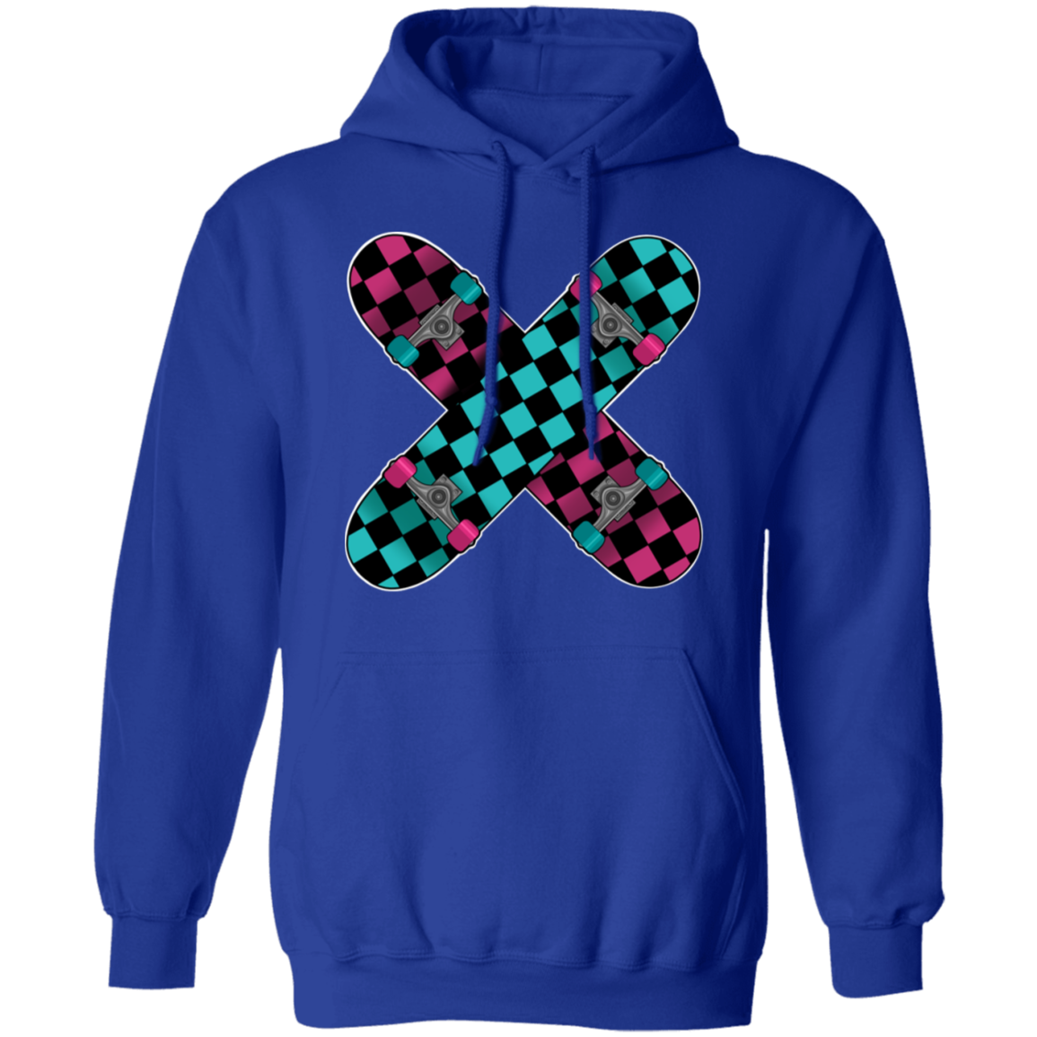 Retro 80's Checkered Skateboards Skateboarding Pullover Hoodie