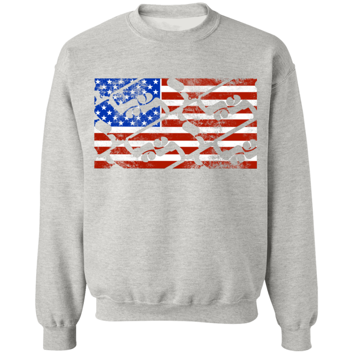 Handgun Pistol Firearm American Flag Crewneck Sweatshirt