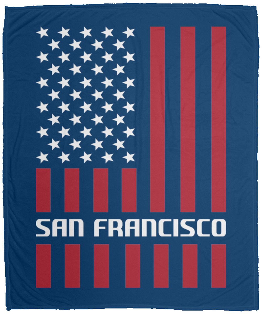 San Francisco American Flag Fleece Blanket - 50x60