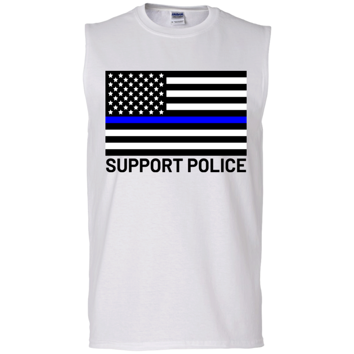 Support Police Blue Line American Flag Sleeveless T-Shirt