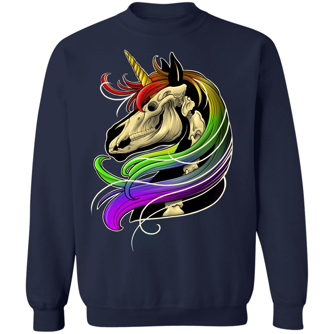 Rainbow Skeleton Unicorn Crewneck Pullover Sweatshirt