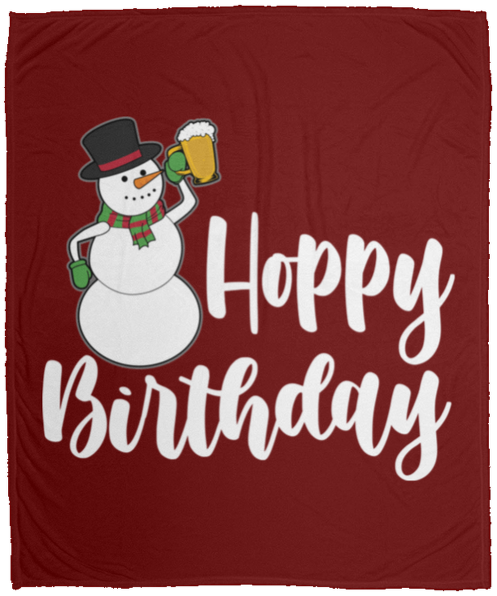 Hoppy Birthday Snowman Christmas Fleece Blanket - 50x60