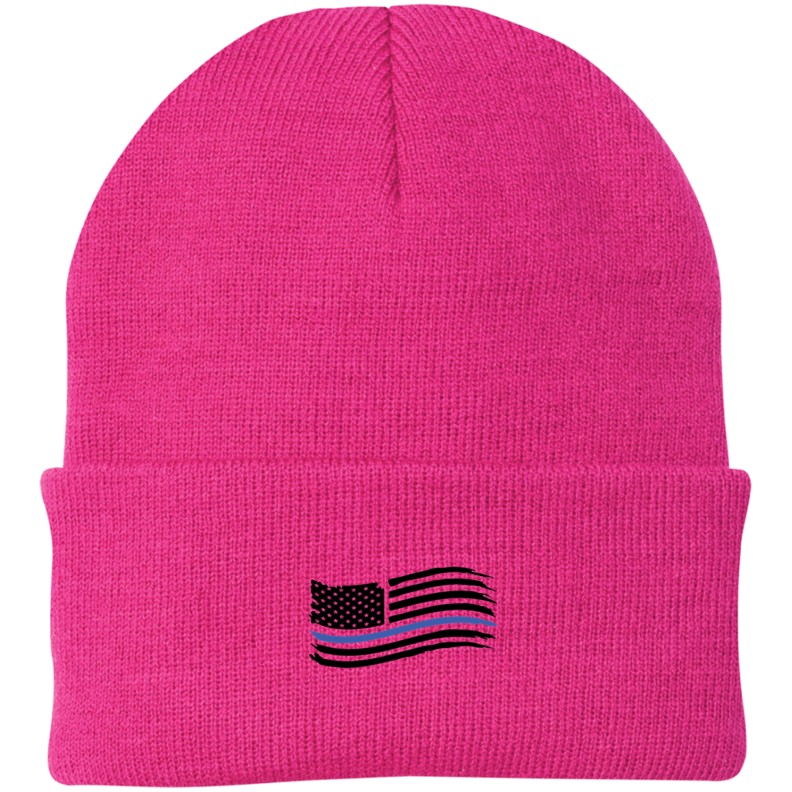 Thin Blue Line American Flag Pro Police Beanie Cap