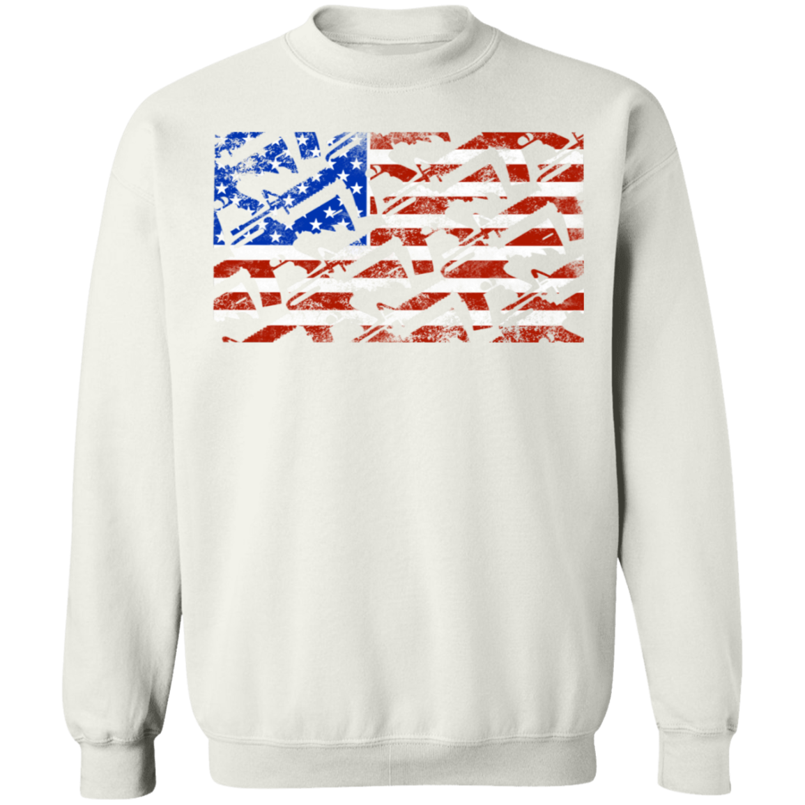 Rifle Firearm American Flag Crewneck Sweatshirt