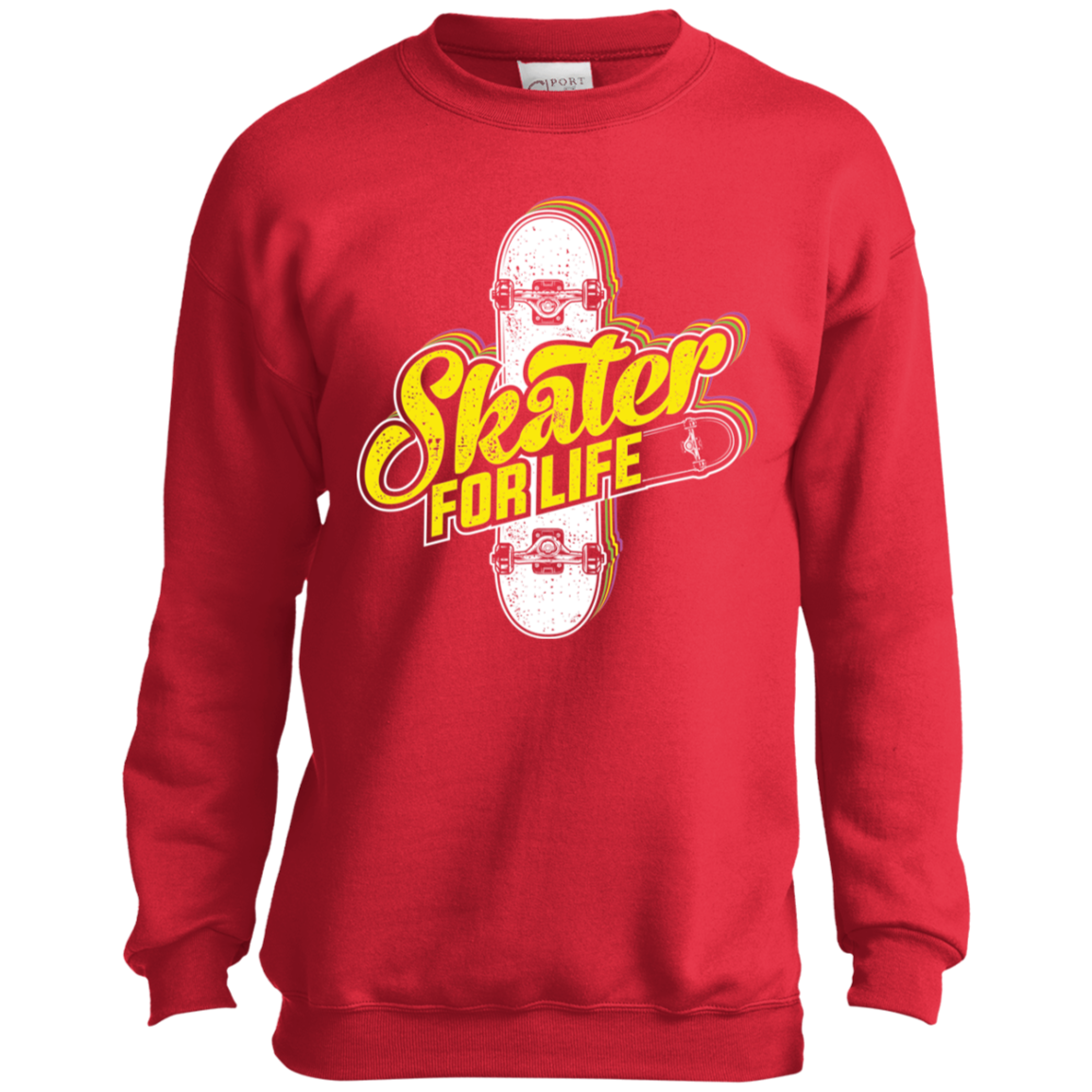 Skater For Life Skateboarding Youth Crewneck Sweatshirt