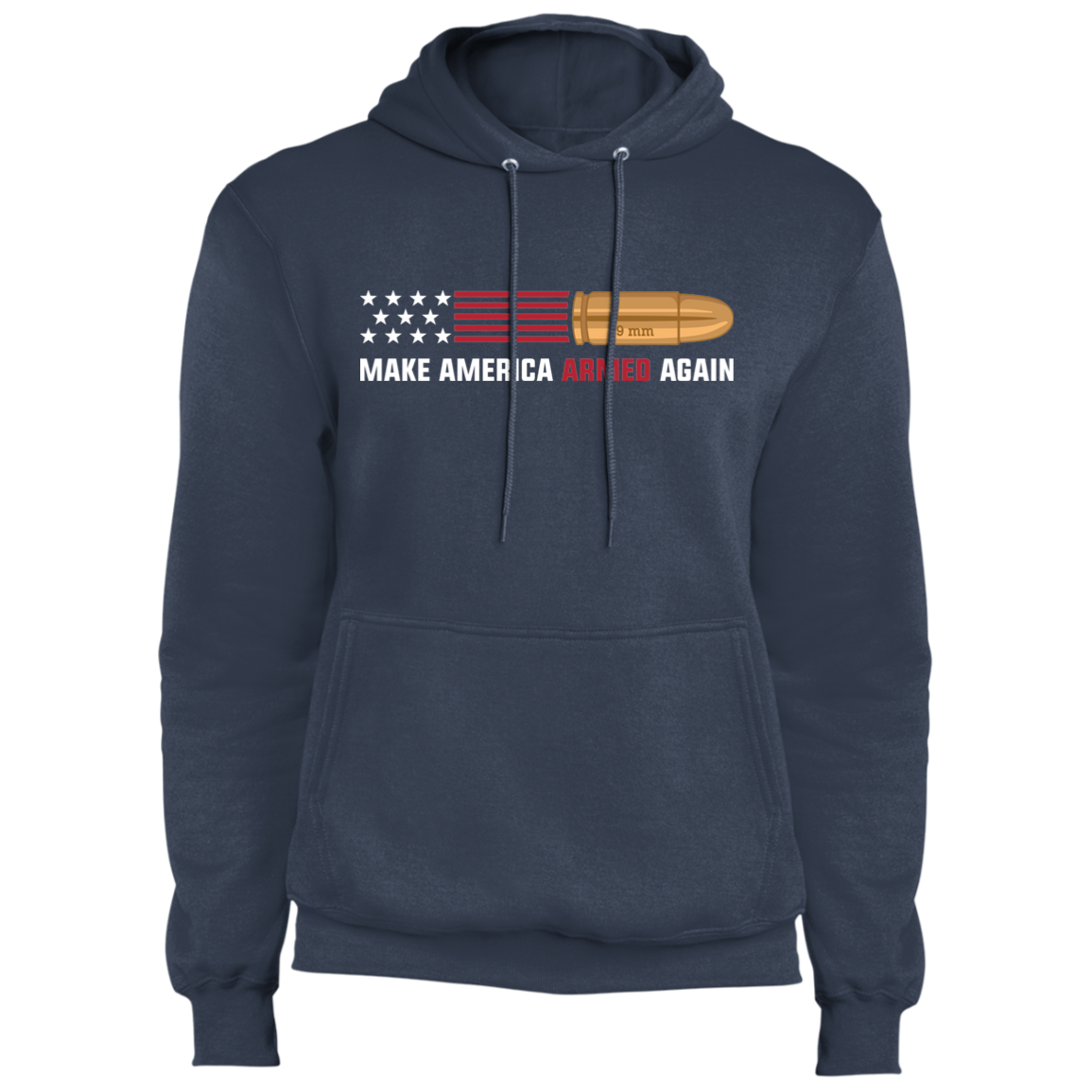9mm Make American Armed Again Bullet American Flag USA Pullover Hoodie