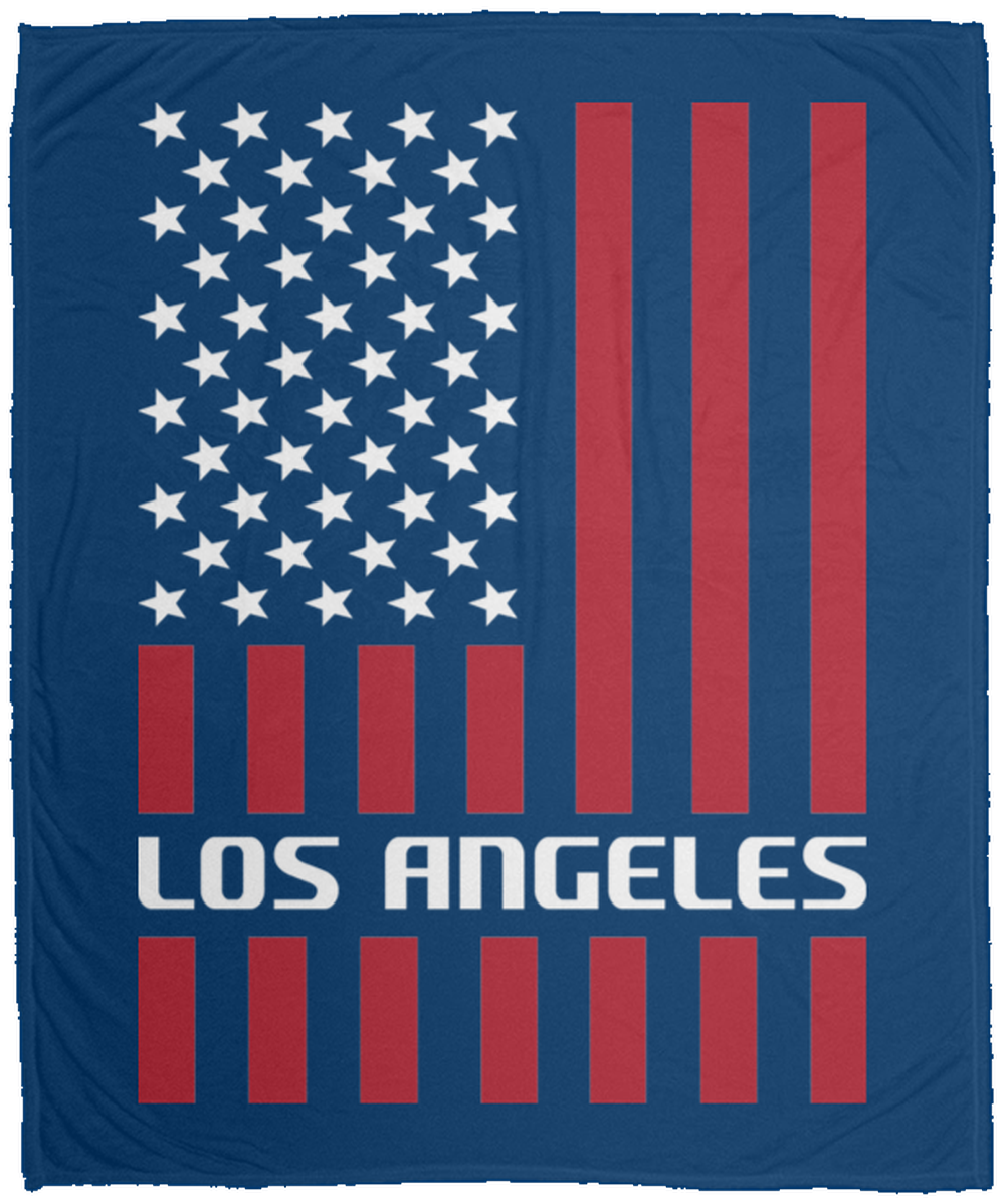 Los Angeles American Flag Fleece Blanket - 50x60
