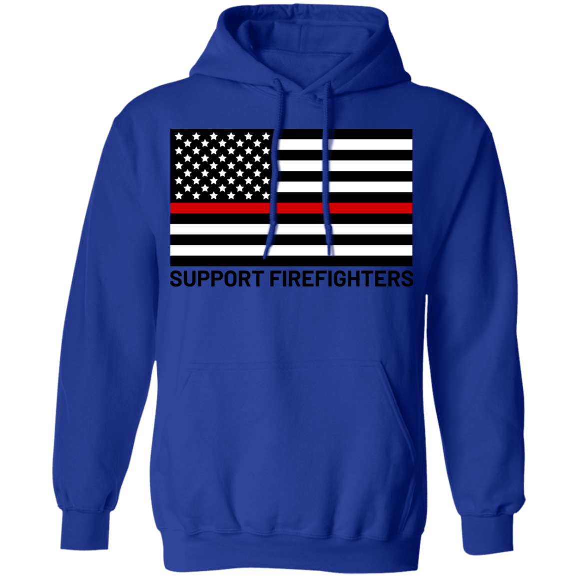 Support Firefighters Red Line American Flag Pullover Hoodie
