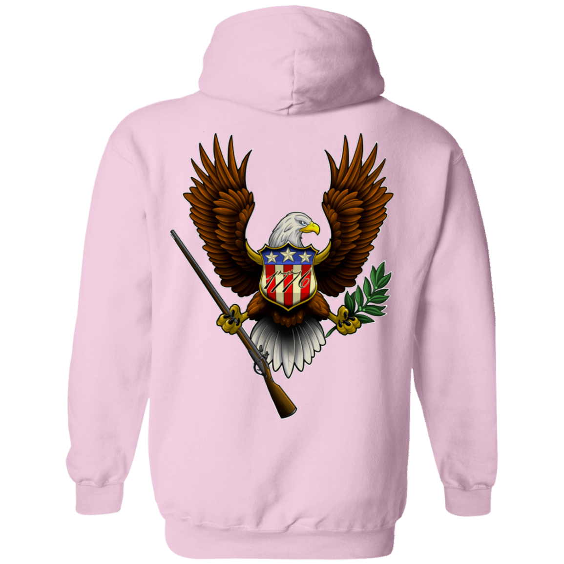 1776 American Bald Eagle Double Sided Pullover Hoodie