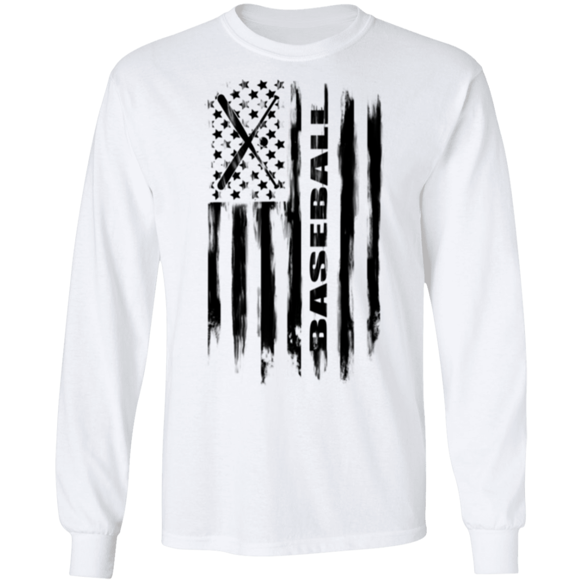 Baseball American Flag Long Sleeve T-Shirt