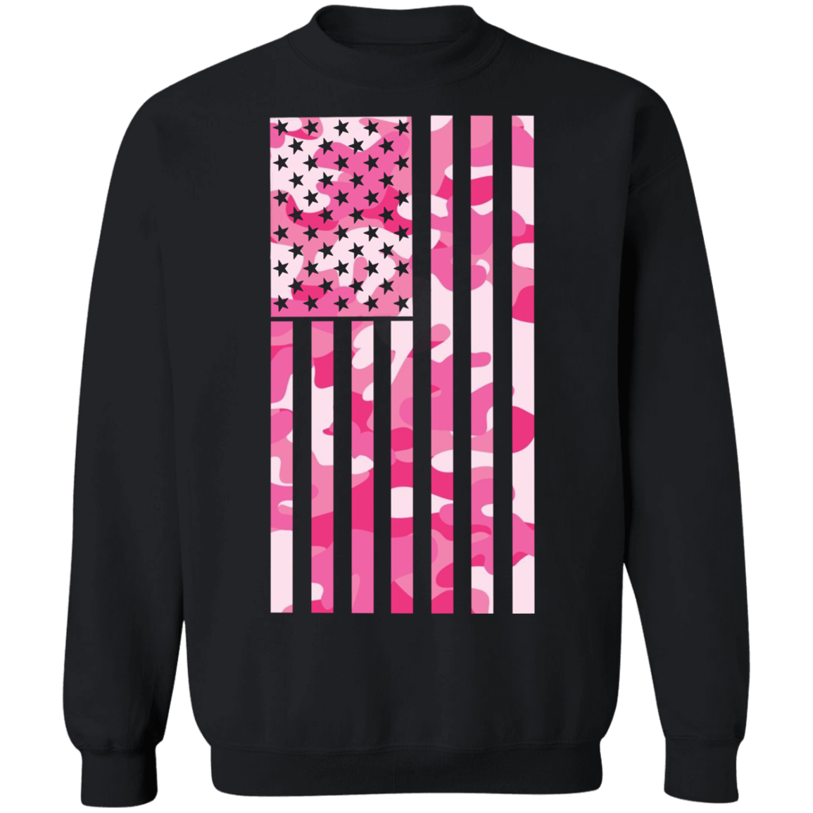 Pink Camo American Flag Crewneck Sweatshirt