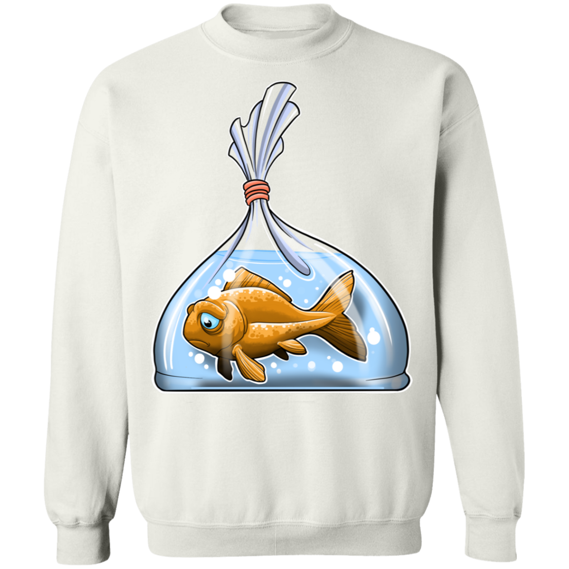 Sad Goldfish in a Bag Crewneck Pullover Sweatshirt