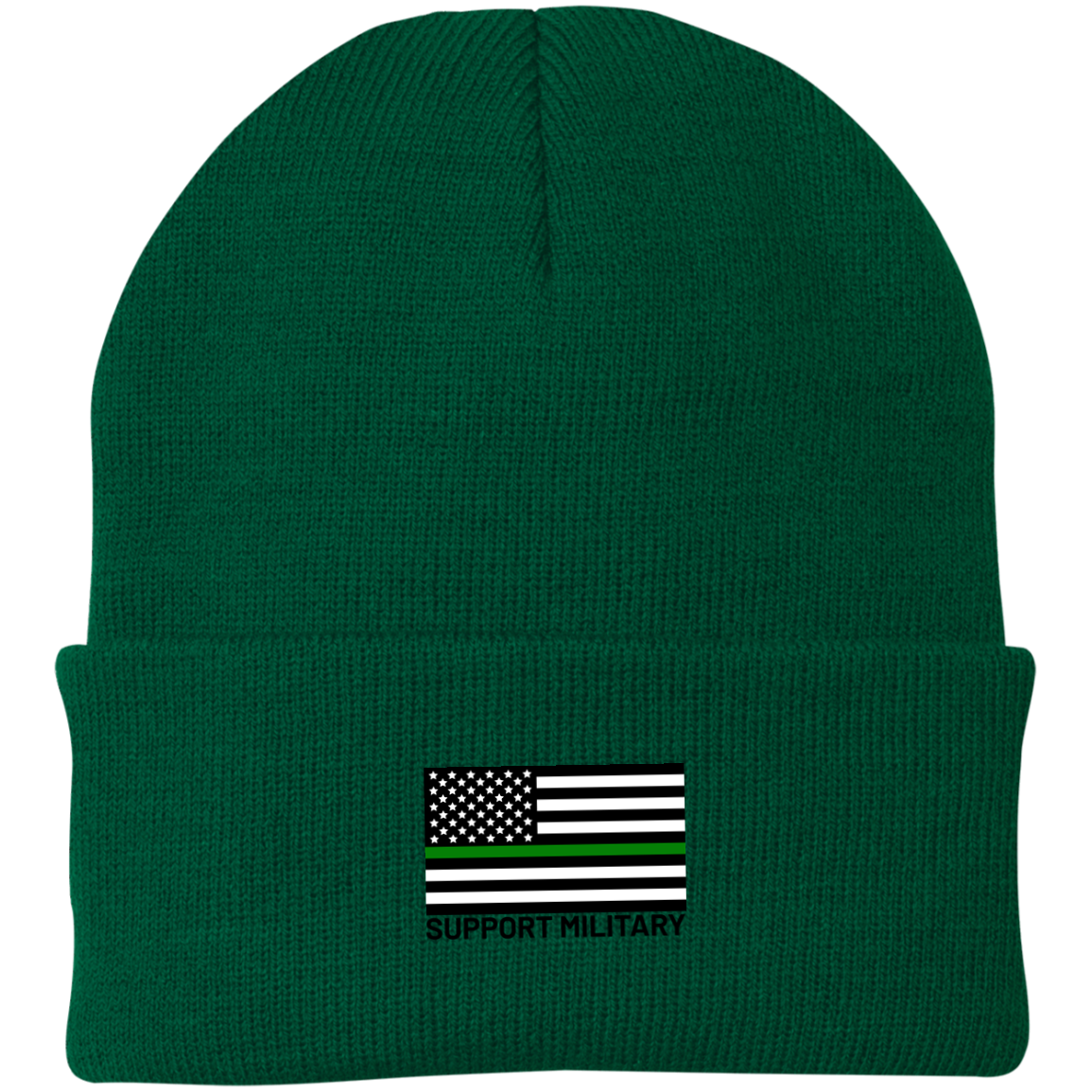 Support Military Thin Green Line American Flag Beanie Cap