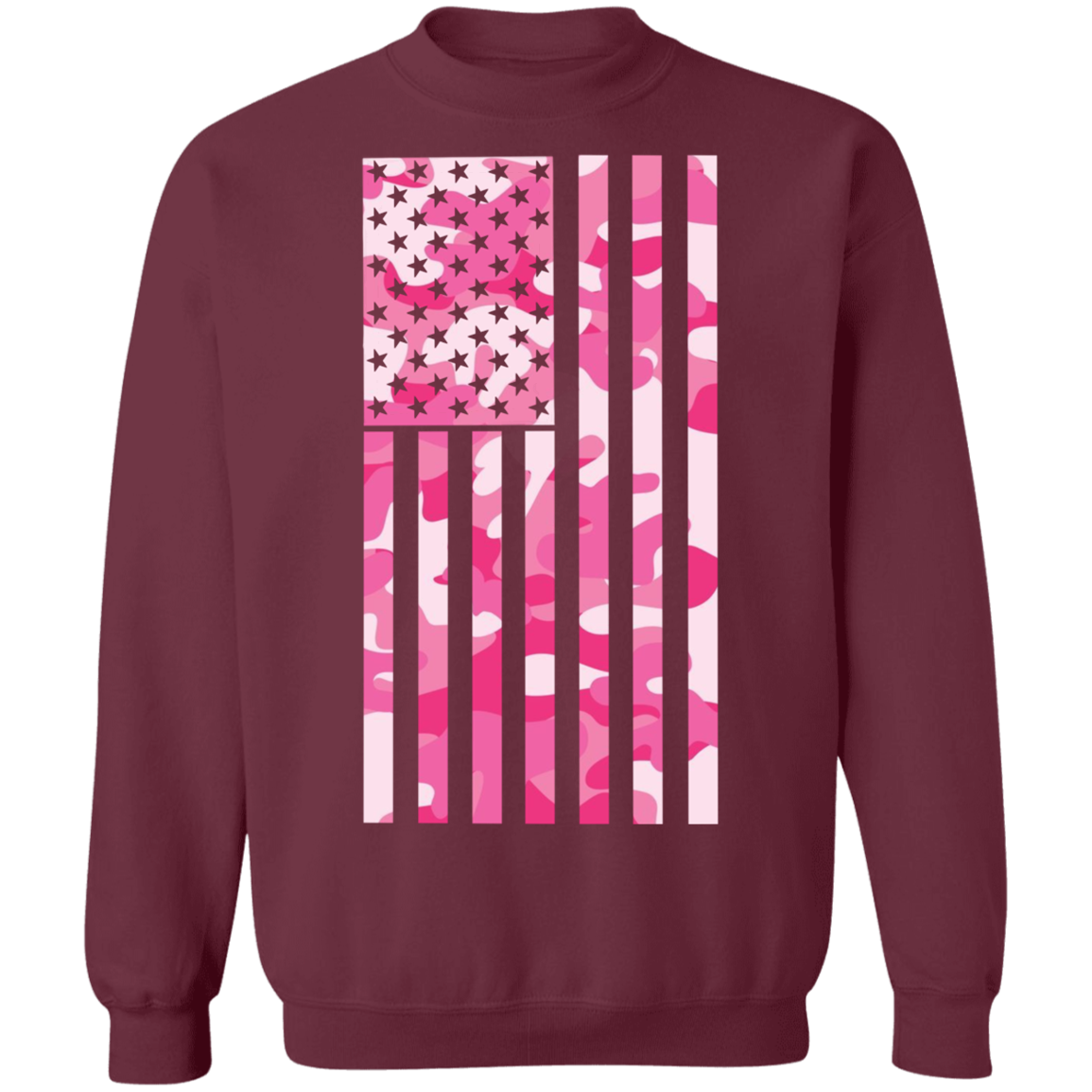 Pink Camo American Flag Crewneck Sweatshirt