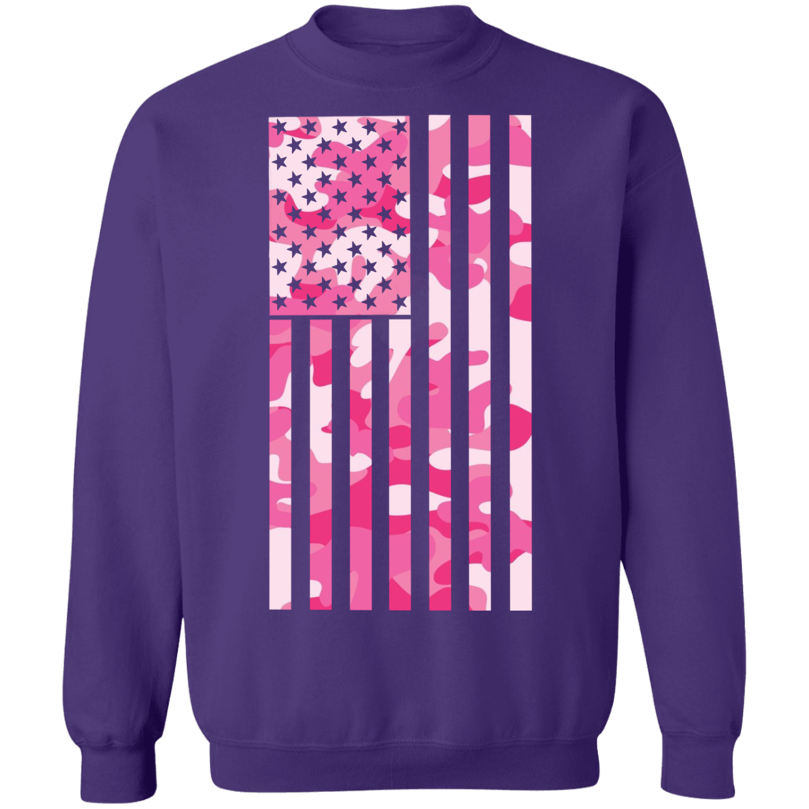 Pink Camo American Flag Crewneck Sweatshirt