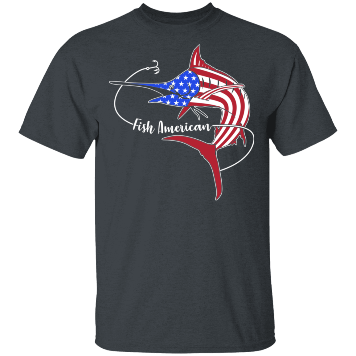 Marlin Fish Saltwater American Flag USA T-Shirt
