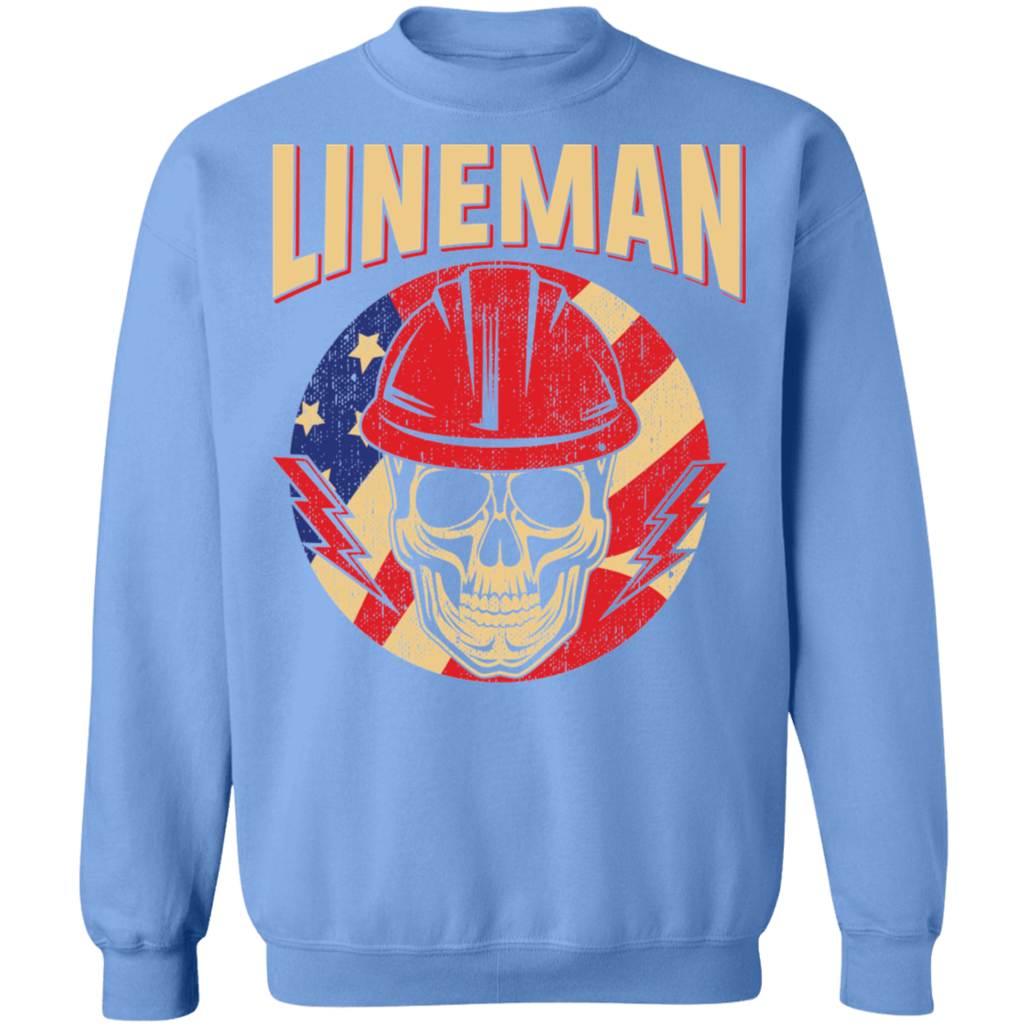 Lineman American Flag Skull Crewneck Sweatshirt