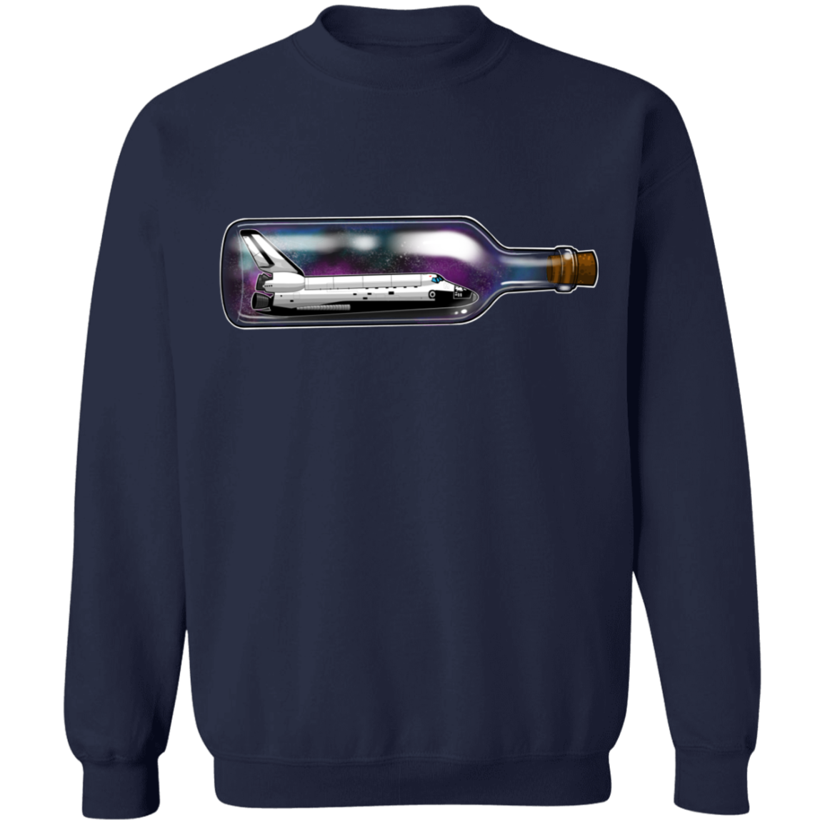 Spacecraft in a Bottle Spaceship Crewneck Pullover Sweatshirt