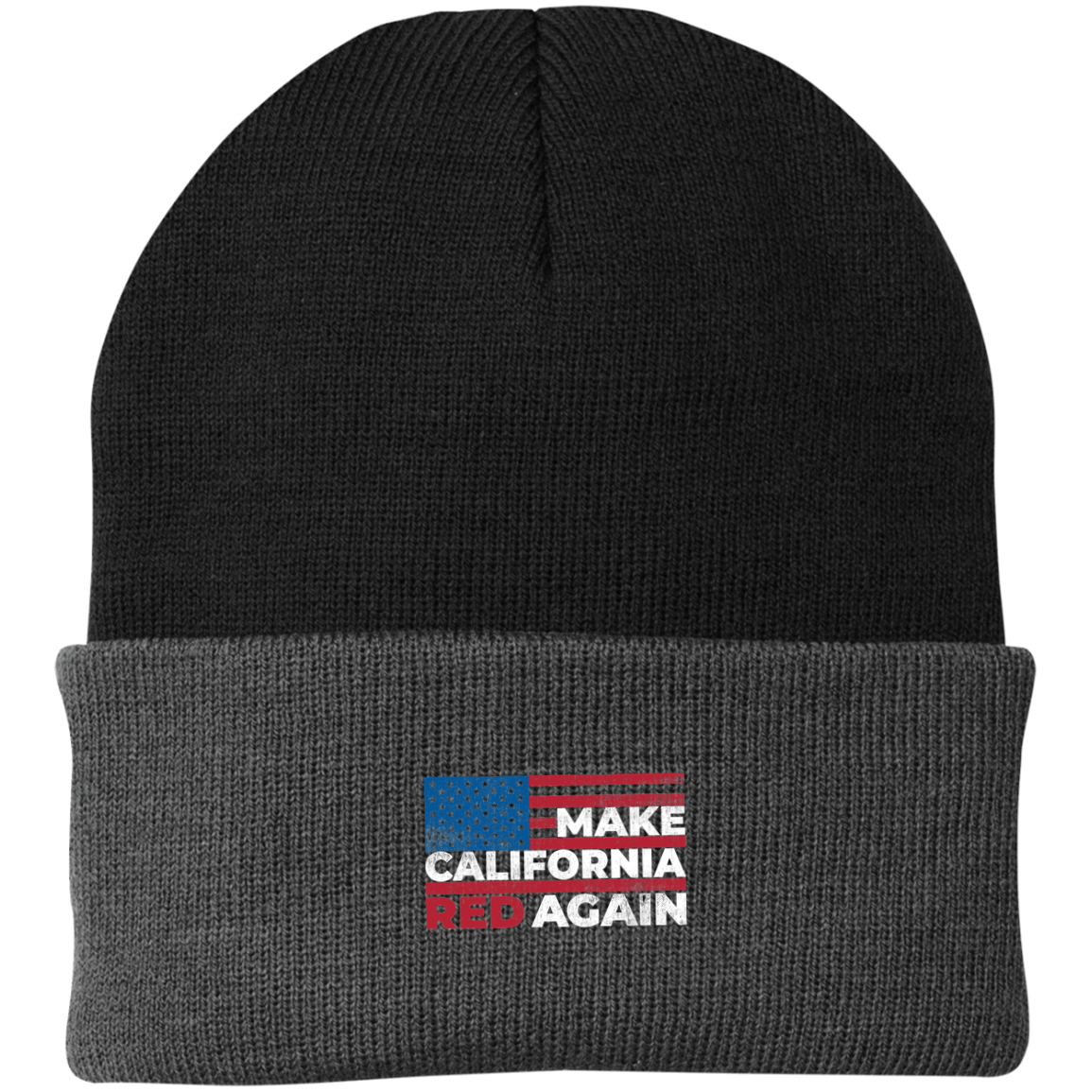 Make California Red Again American Flag Republican Beanie Cap