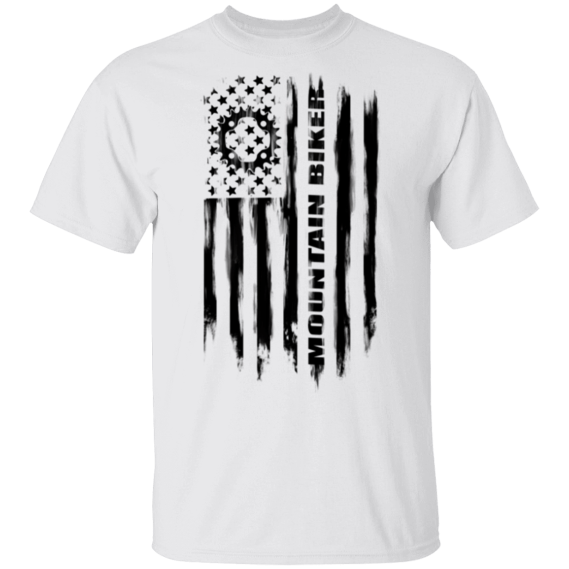Mountain Biker Biking Cyclist American Flag T-Shirt