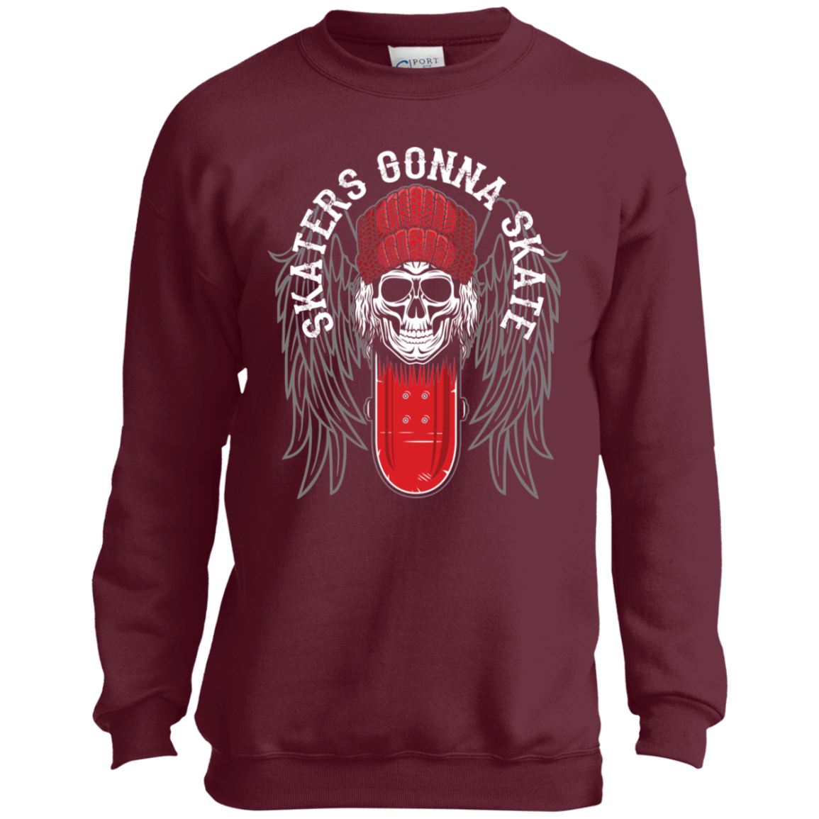 Skaters Gonna Skate Skateboarding Youth Crewneck Sweatshirt