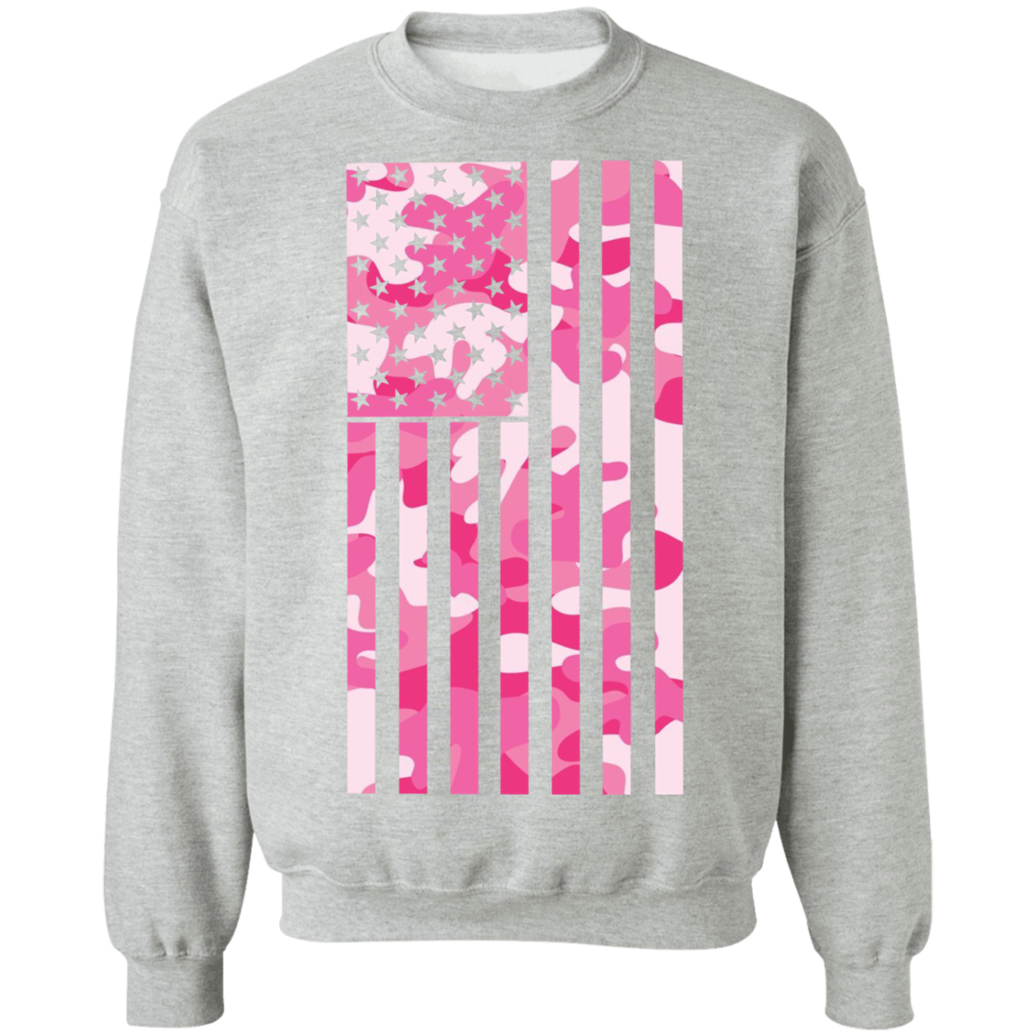 Pink Camo American Flag Crewneck Sweatshirt