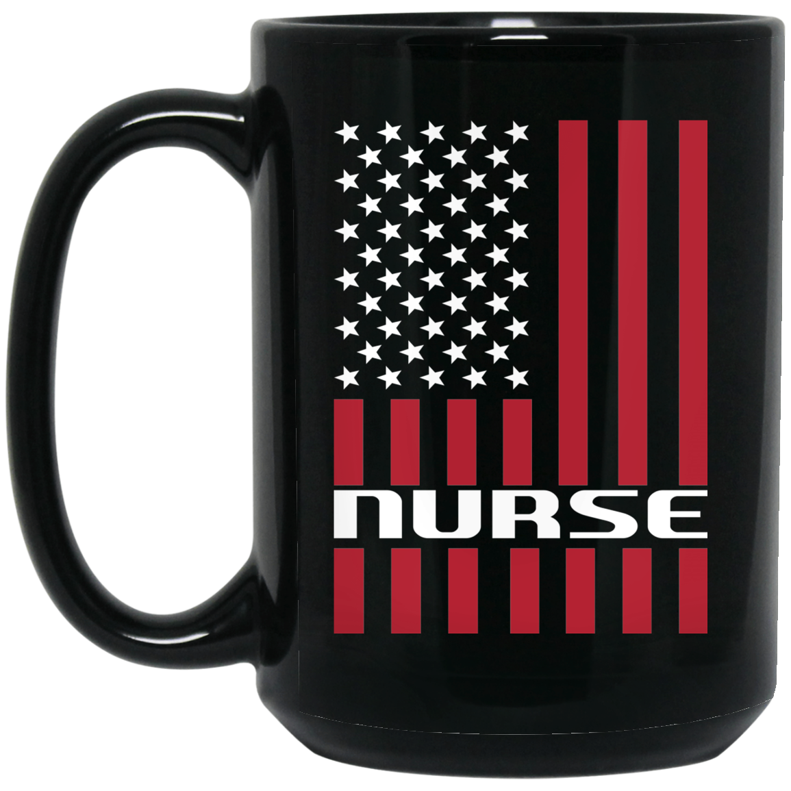 Wheel Spin Addict 15 oz Mug, Nurse American Flag Black Mug
