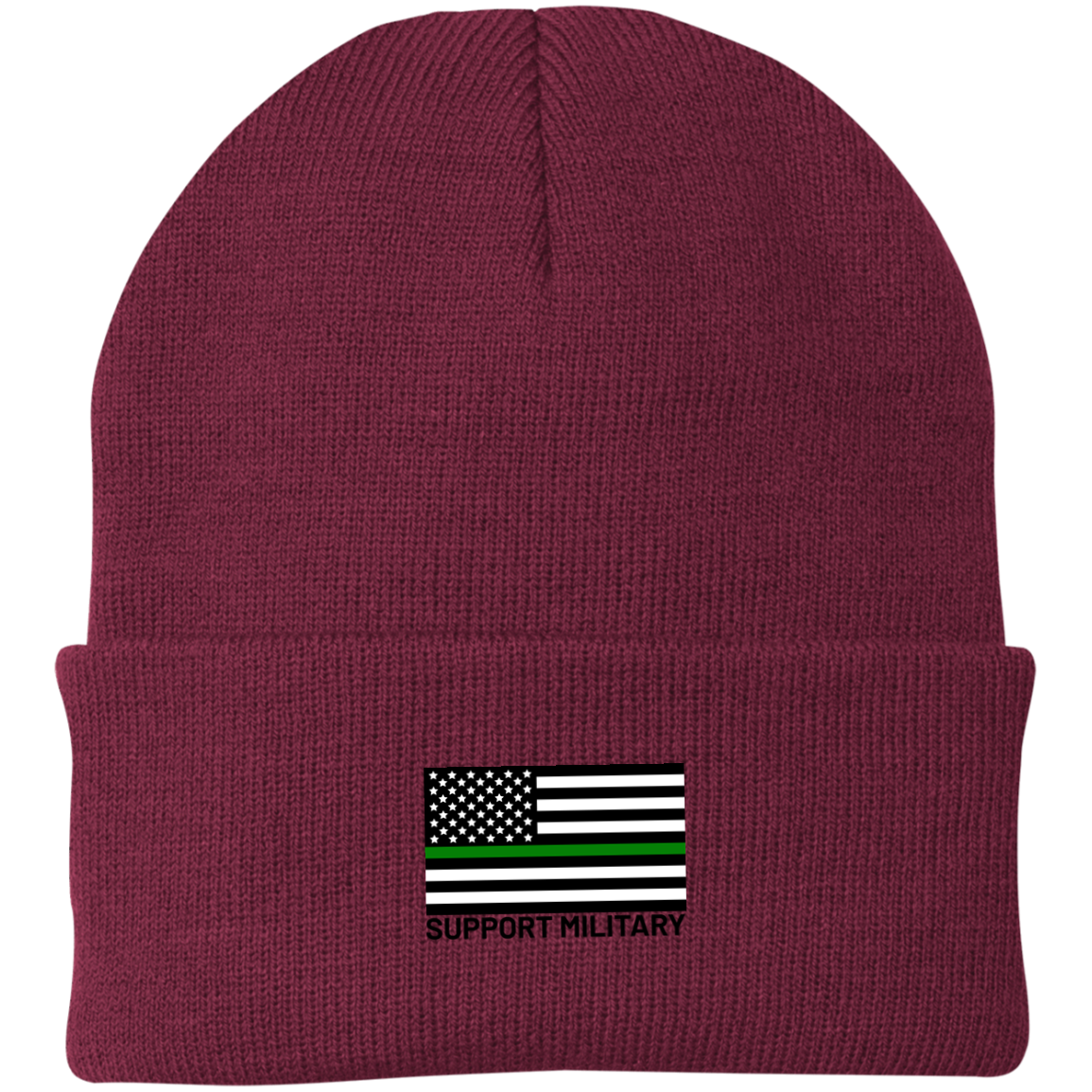 Support Military Thin Green Line American Flag Beanie Cap