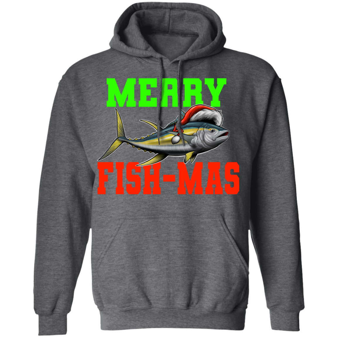 Merry Fishmas Saltwater Yellowtail Ugly Christmas Pullover Hoodie