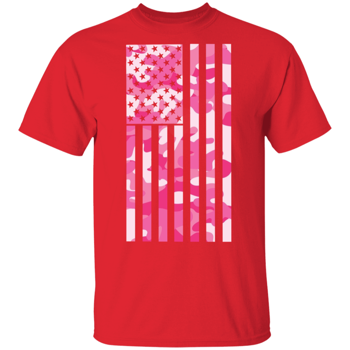 Pink Camo American Flag T-Shirt
