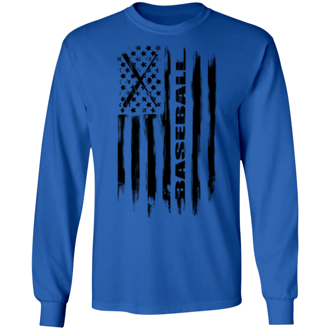 Baseball American Flag Long Sleeve T-Shirt