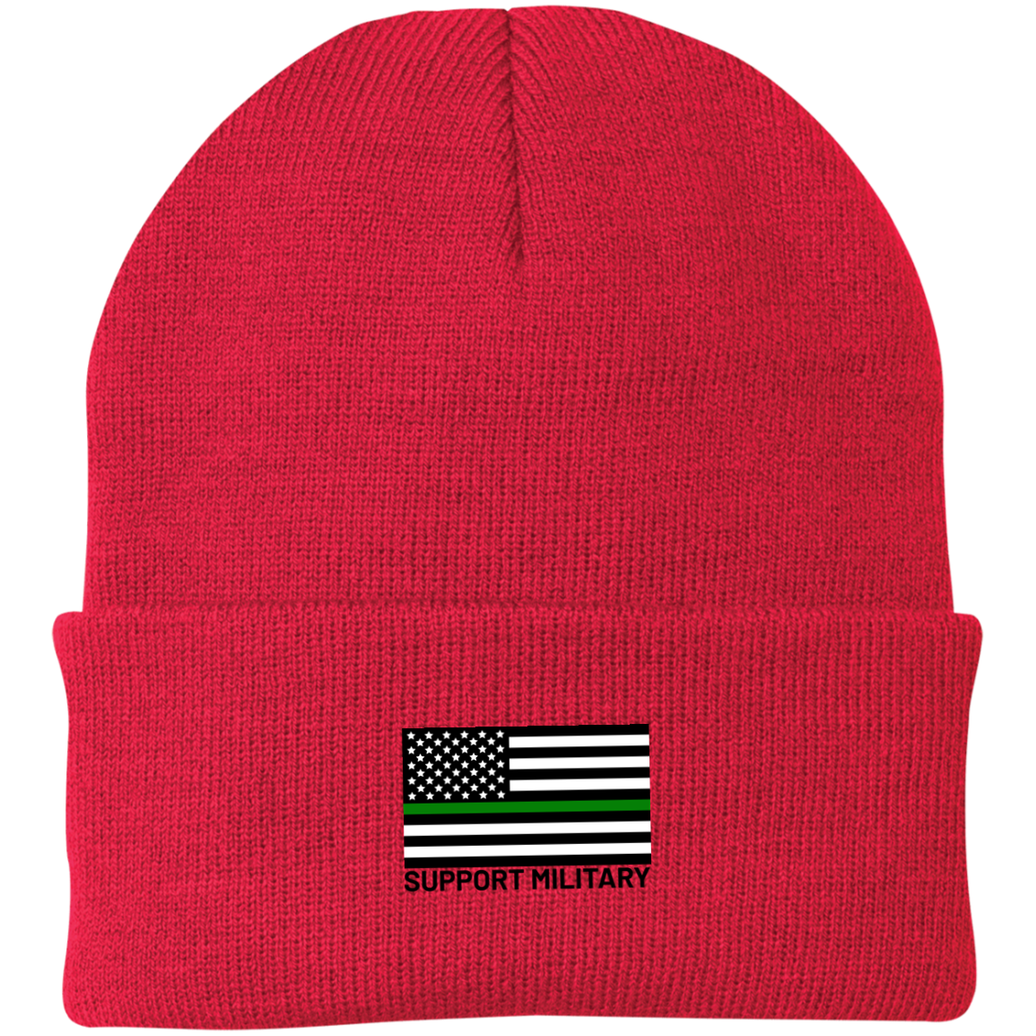 Support Military Thin Green Line American Flag Beanie Cap