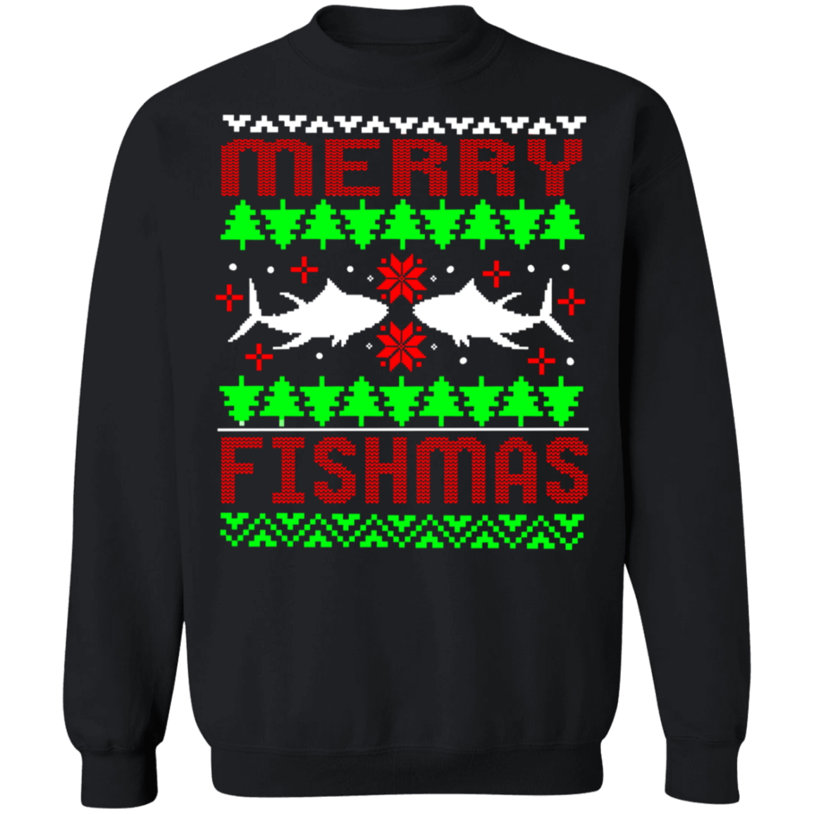 Merry Fishmas Saltwater Ugly Christmas Crewneck Sweatshirt