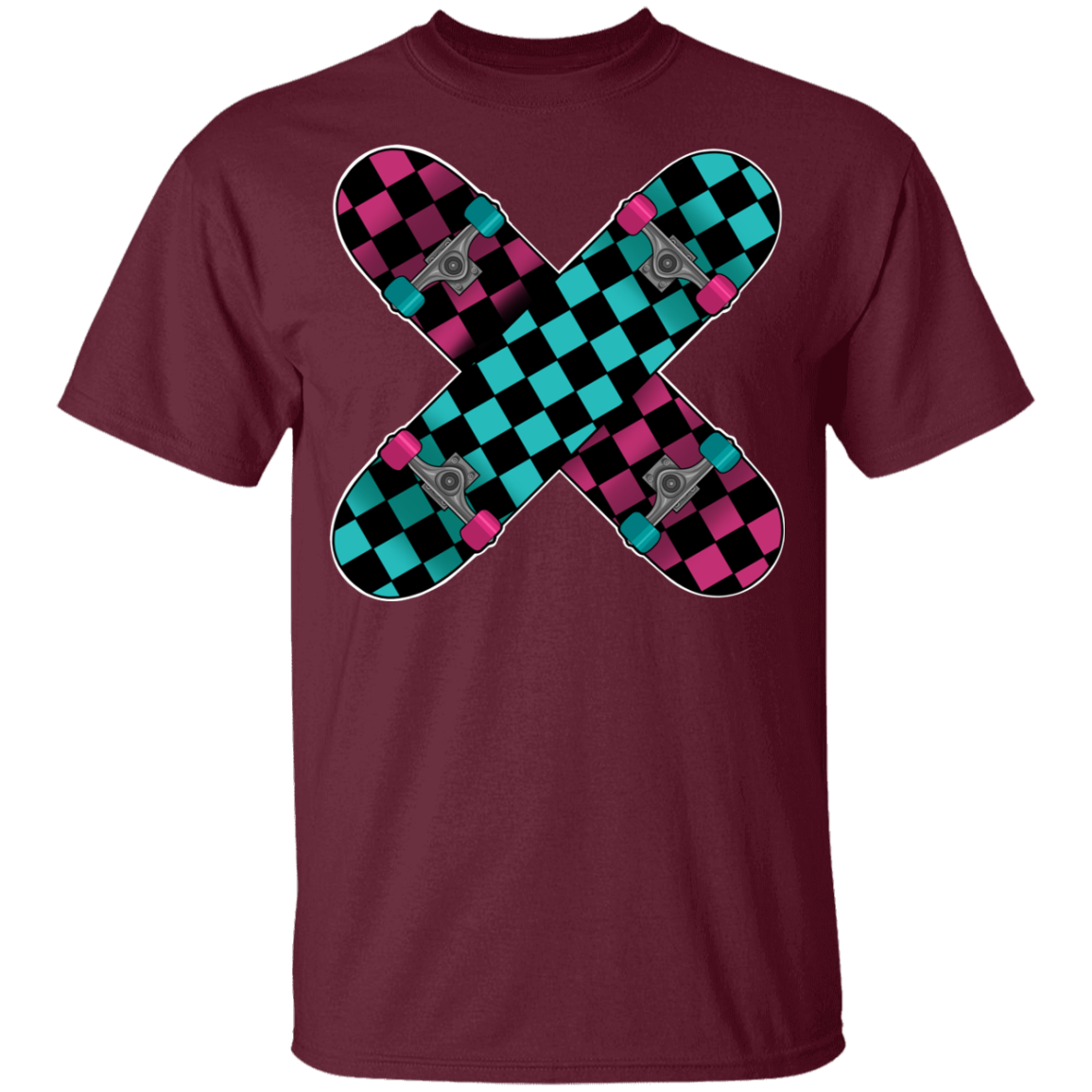 Retro 80's Checkered Skateboards Skateboarding Youth T-Shirt