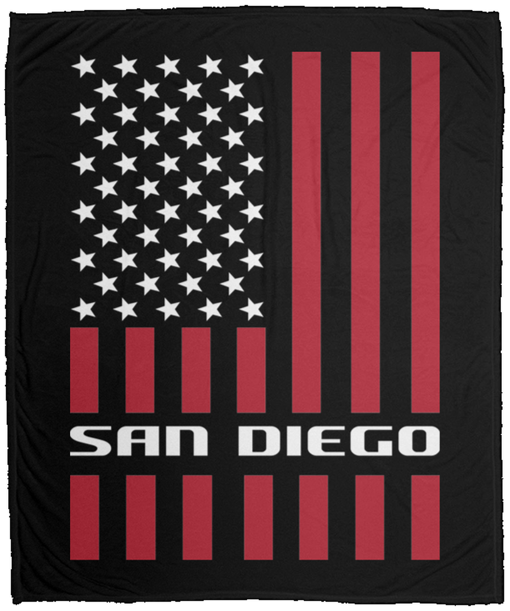 San Diego American Flag Fleece Blanket - 50x60