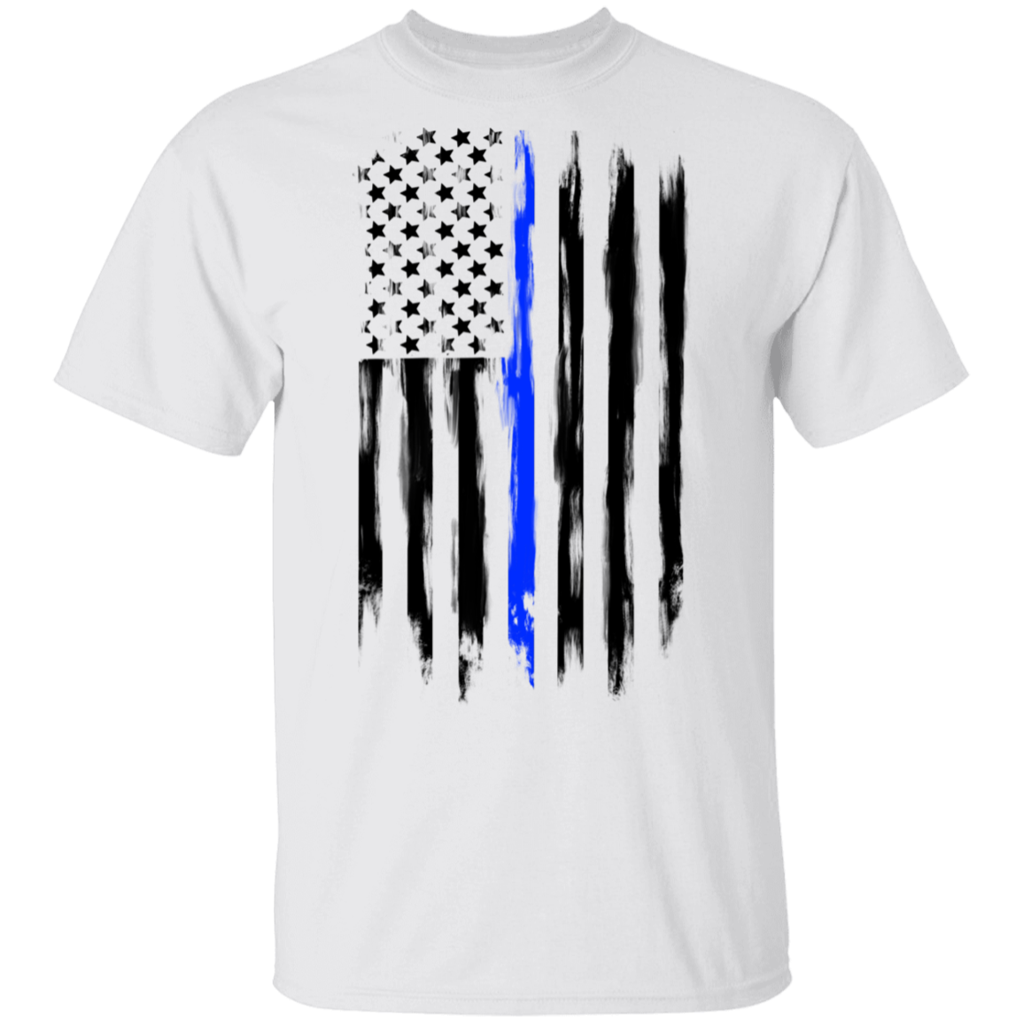 Law Enforcement Thin Blue Line American Flag T-Shirt