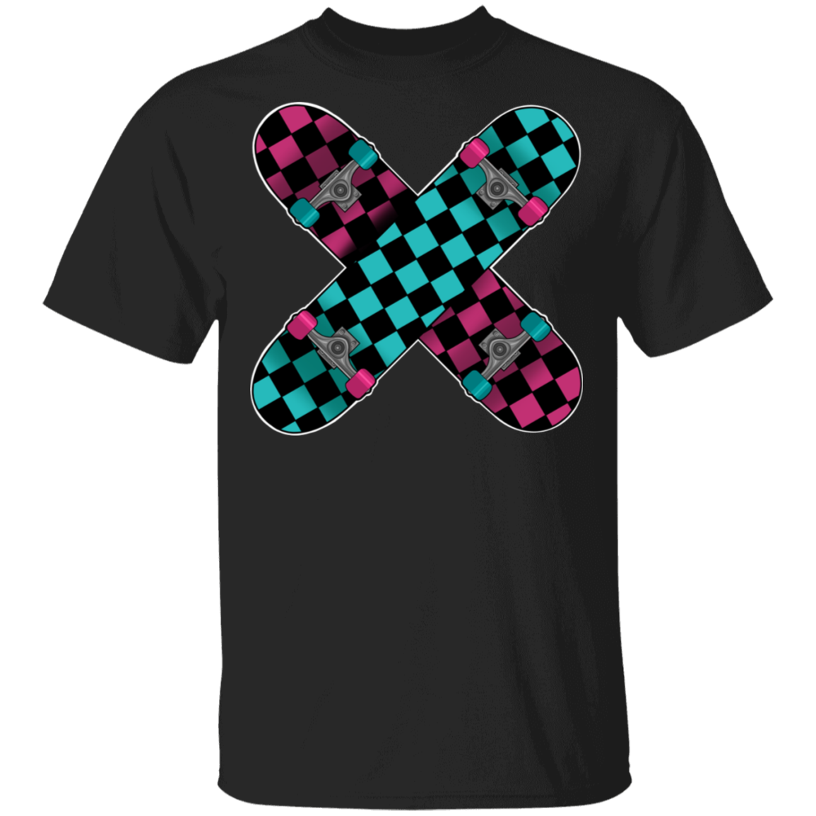 Retro 80's Checkered Skateboards Skateboarding T-Shirt