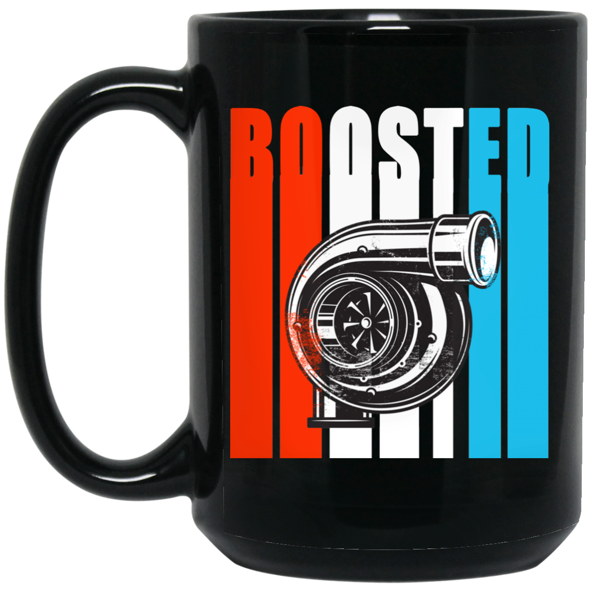 Wheel Spin Addict 15 oz Mug, Boosted Turbo Racing Automotive Black Mug