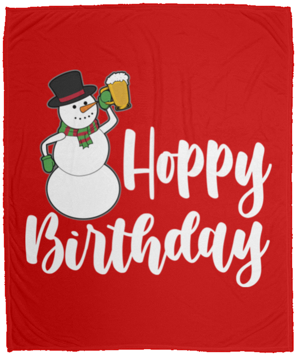 Hoppy Birthday Snowman Christmas Fleece Blanket - 50x60