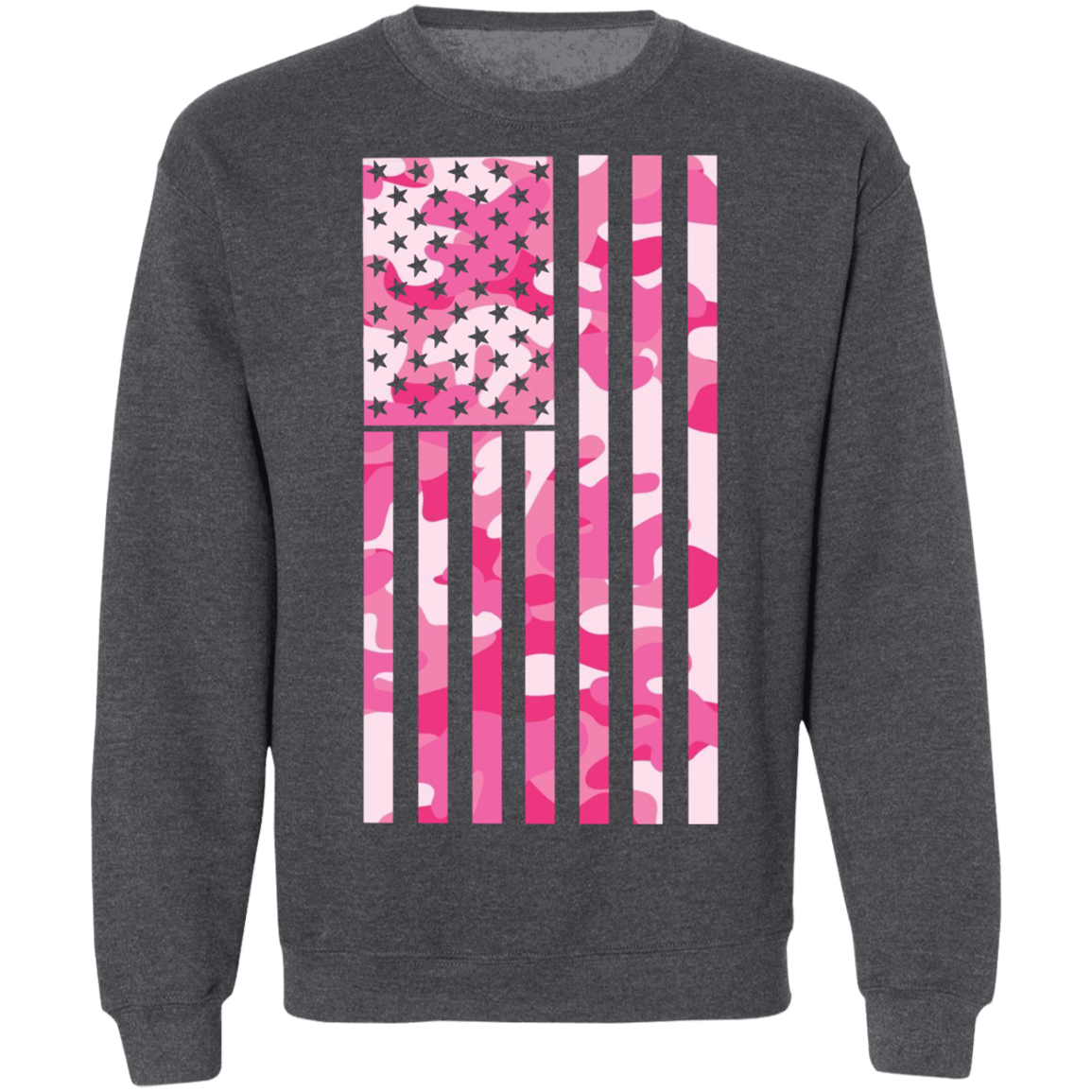 Pink Camo American Flag Crewneck Sweatshirt