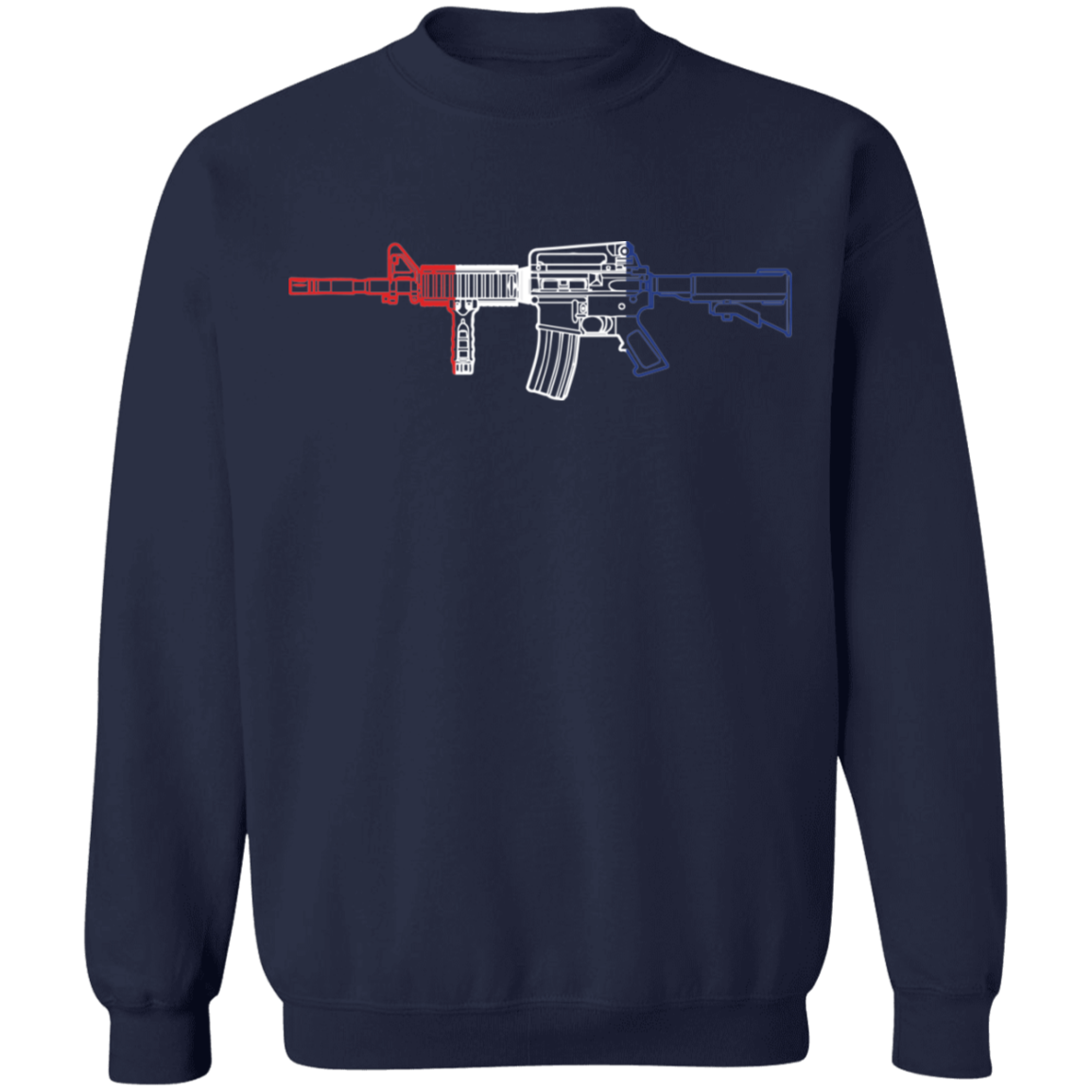 AR-15 Firearm Rifle Red White Blue Crewneck Sweatshirt