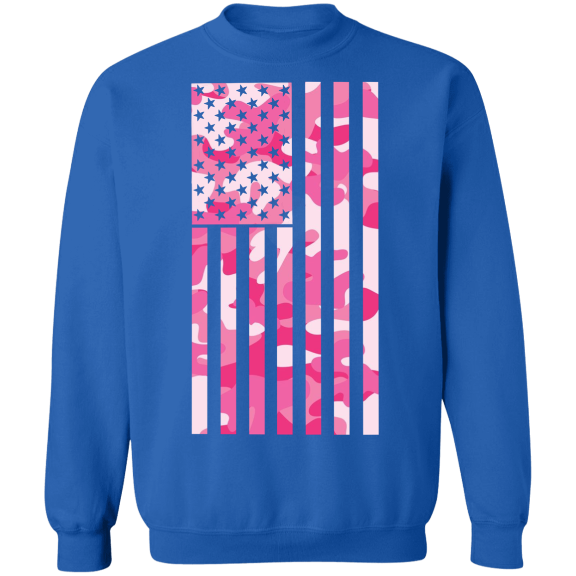 Pink Camo American Flag Crewneck Sweatshirt