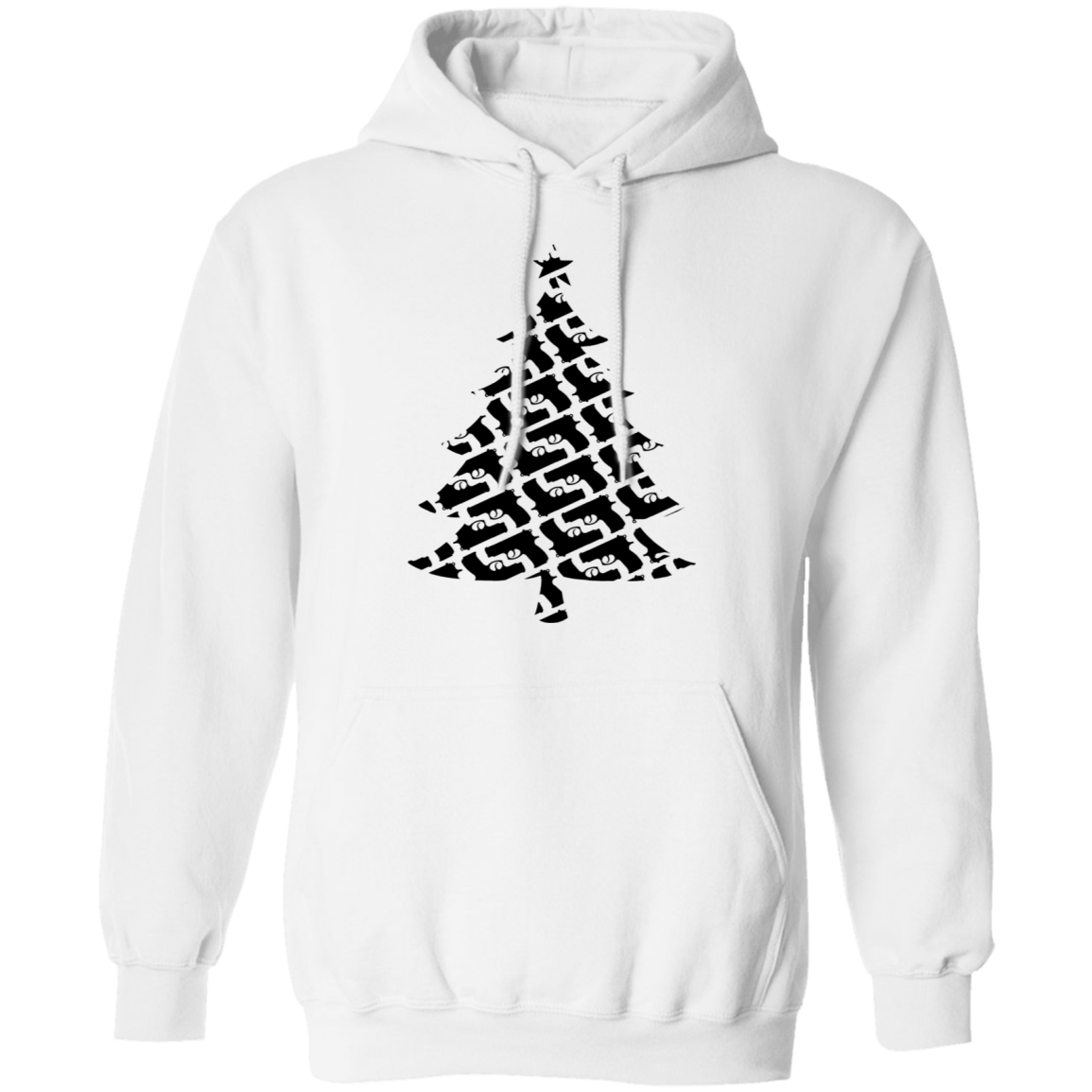 Handgun Pistol Firearm Christmas Tree Ugly Christmas Pullover Hoodie