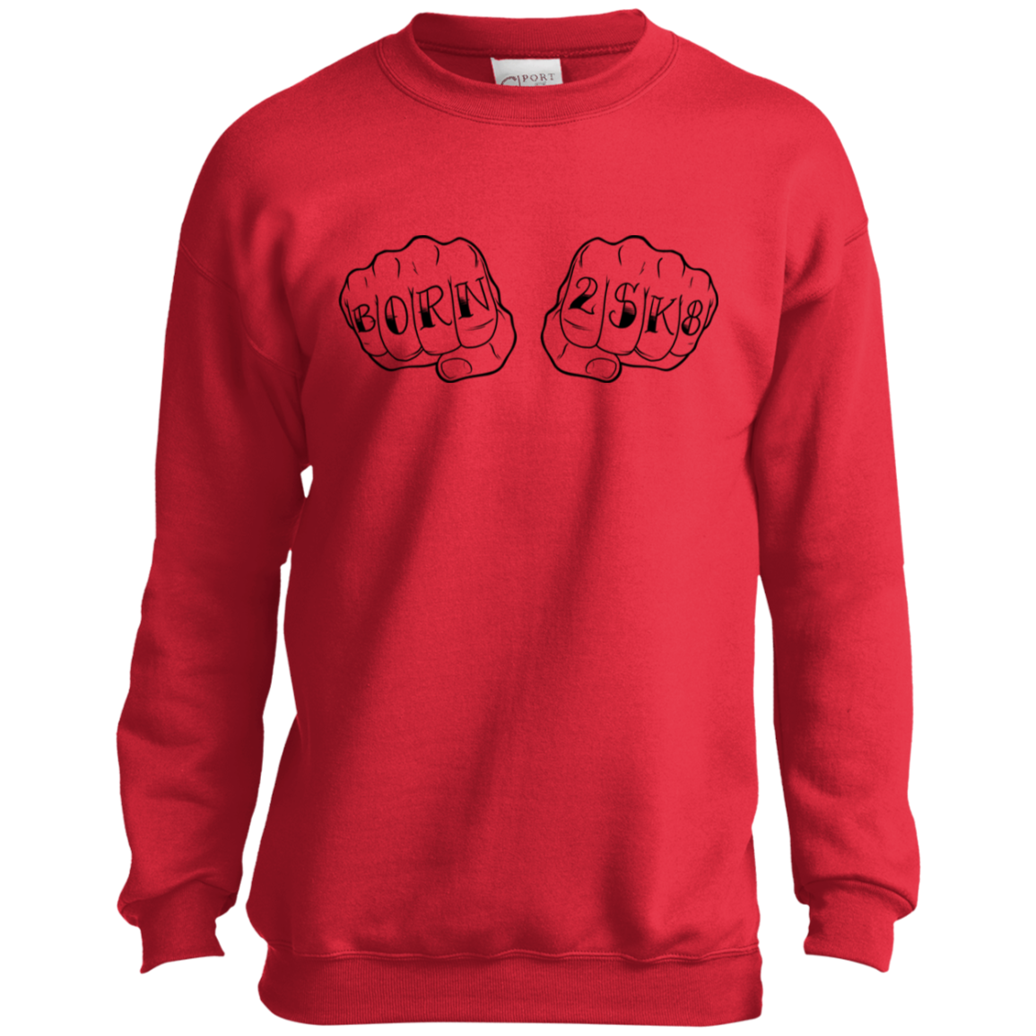Born 2SK8 Skateboarding Skateboard Youth Crewneck Sweatshirt