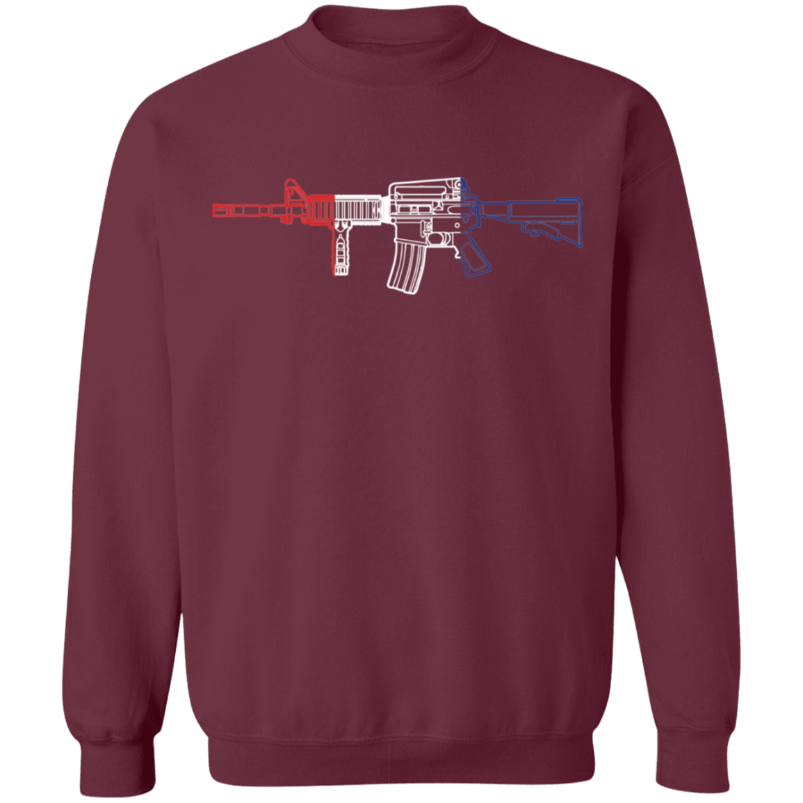 AR-15 Firearm Rifle Red White Blue Crewneck Sweatshirt