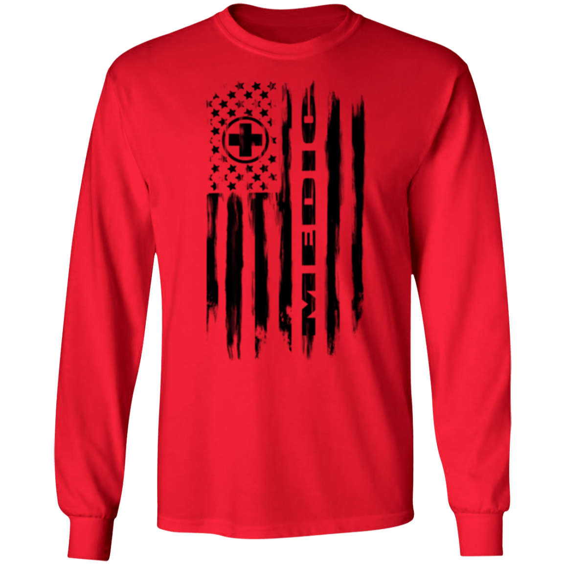 Medic Ambulance Nurse Hospital American Flag Long Sleeve T-Shirt