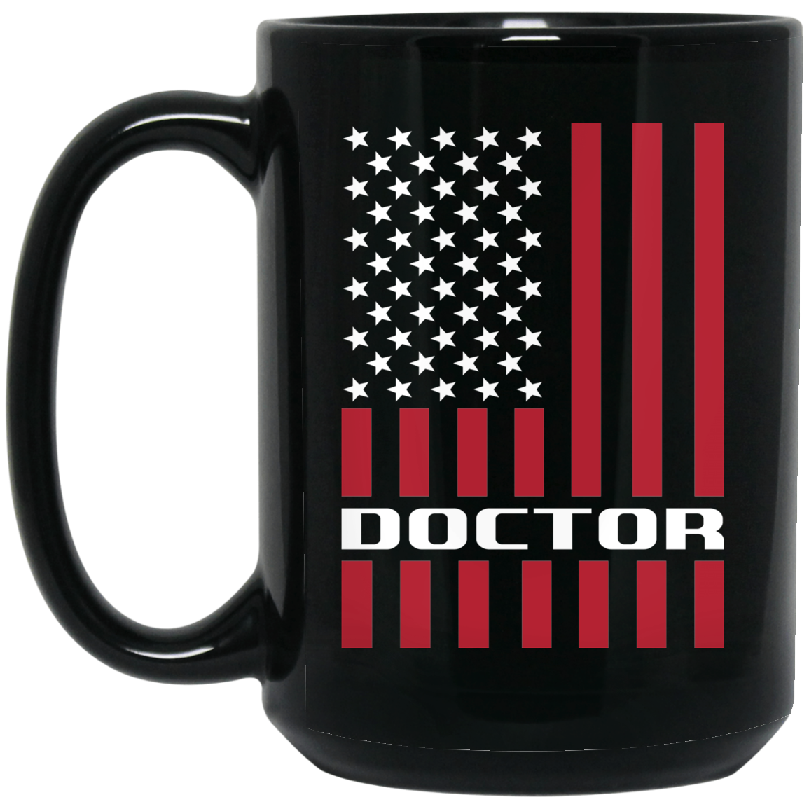 Wheel Spin Addict 15 oz Mug, Doctor American Flag Black Mug