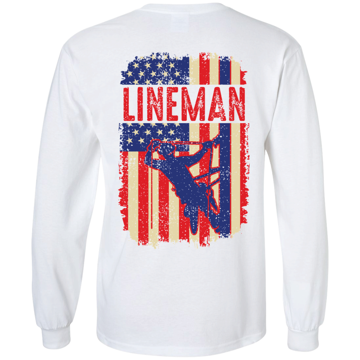 Lineman American Flag Special Back Print T-Shirt
