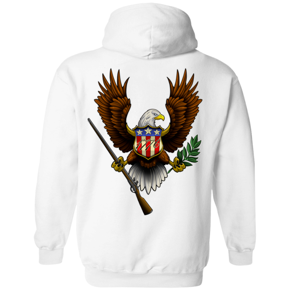 1776 American Bald Eagle Double Sided Pullover Hoodie
