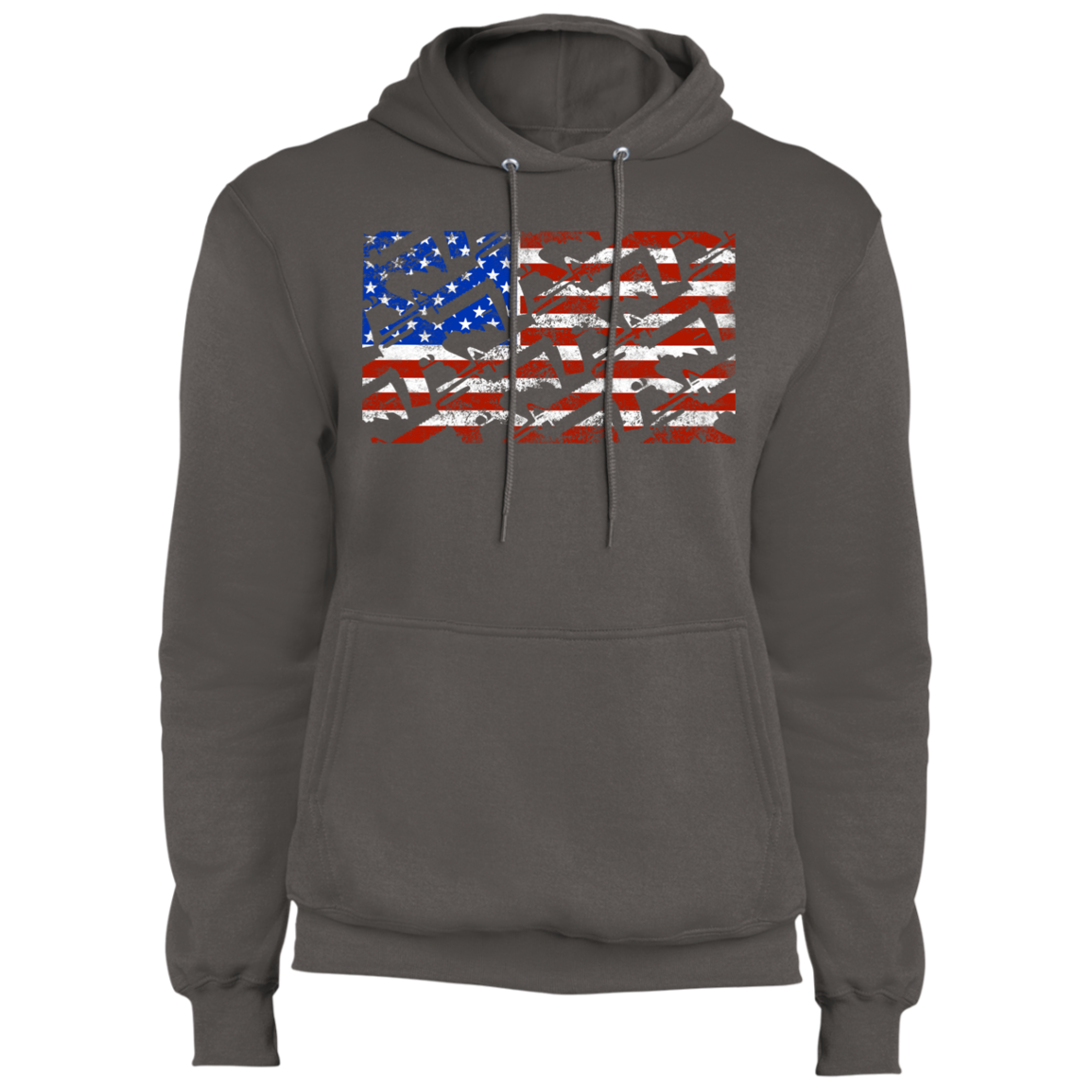 Rifle Firearm American Flag Pullover Hoodie